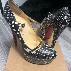 Christian Louboutin Black and White Polka Dot Heels